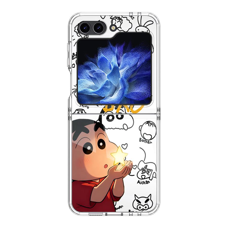 

Case for Samsung Galaxy Flip5 Flip6 Flip7 FE Flip4 Z Flip 7 6 5 4 3 Flip3 Back Phone Cover Funda Cute Crayon Shin Chan Galaxy Z Flip 5G