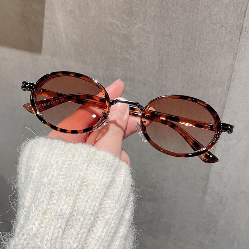 Unisex Round Frame Blue Light Blocking Sunglasses New Trend Small Sunshade Eyewear Fashion Ladies Leopard Print Sun Glasses