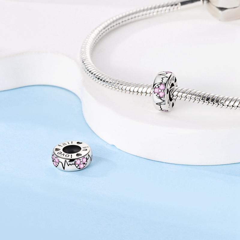 Genuine Copper Colorful Silicone Spacer Stopper Bead Elements Decorative Charms Jewelry Creation Suitable For Authentic Bracelet Style For Women