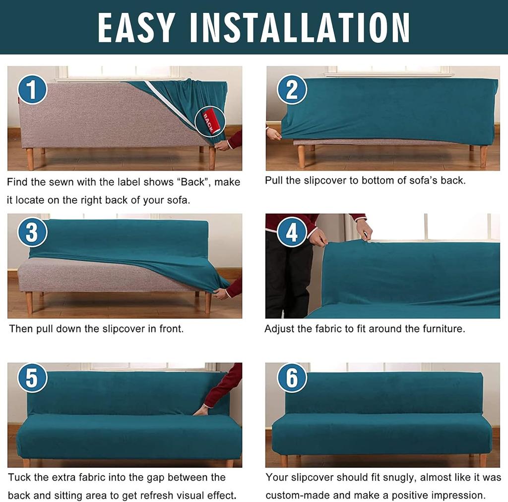 Velvet Stretch Foldable Sofa Bed Cover Futon Covers Elastic Slipcover Furniture Protector