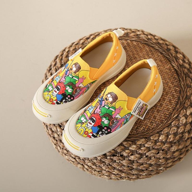 

Graffiti shallow canvas single shoes women s spring new round head muffin bottom one pedal women s shoes 35 жёлтый