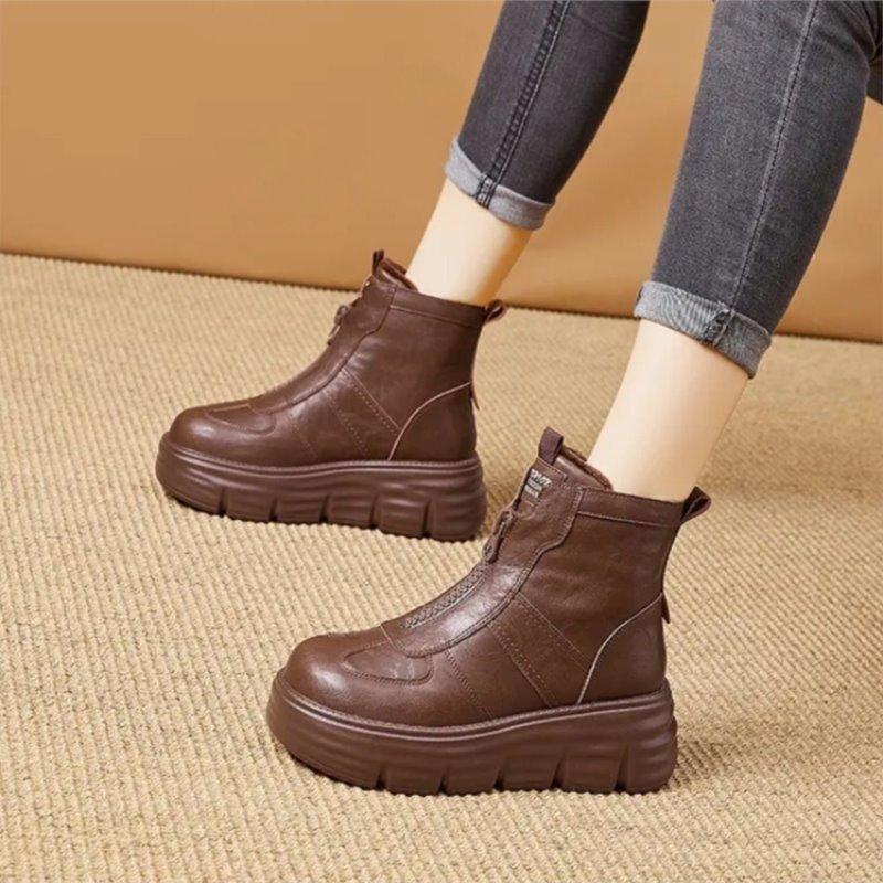 

Женские зимние ботинки на толстой подошве 2024 года, новые зимние ботинки на плоской подошве, износостойкие, нескользящие, высокие, хлопковые, утепленные и защищающие от холода, короткие ботинки для мам 40