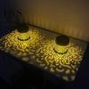 Year-round Outdoor Lighting Decorative Solar Lights Metal Hollow Pattern Step Wall Weather-Resistant Landscape Lamp Waterproof Fence for Garden