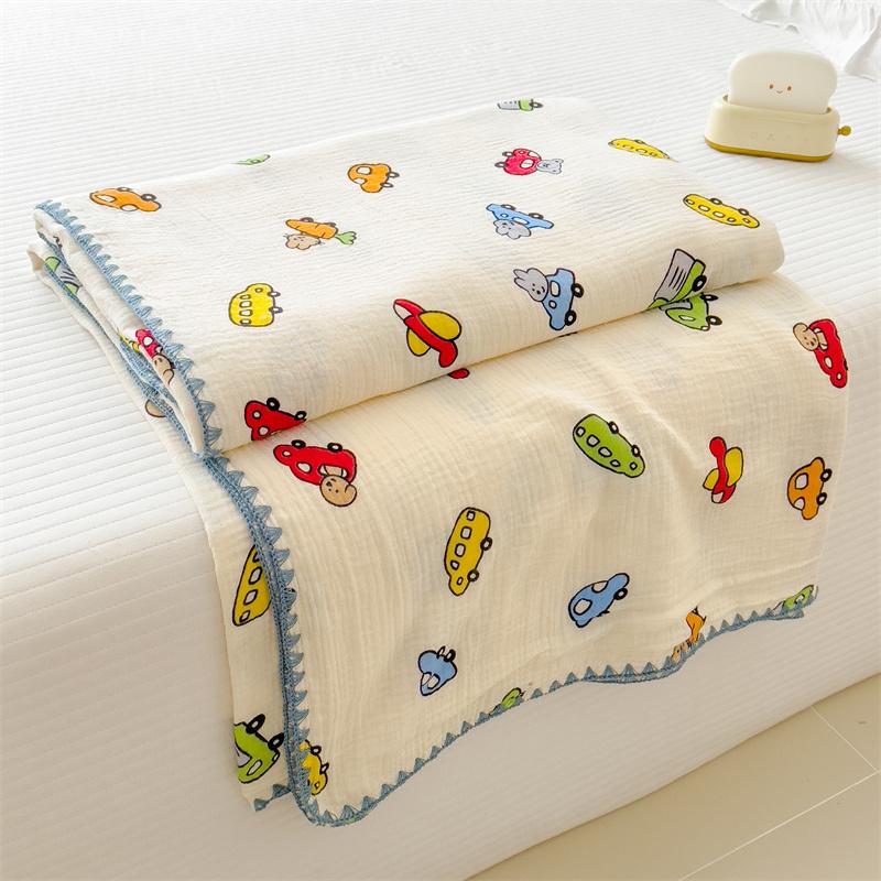 100% Cotton Blanket Anti-Mite Blanket designed for Bed Cartoon Style Sofa Blanket designed for Kids Double-layer Gauze Blanket Single/Queen/King