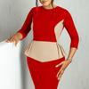 Women's Clothing Autumn and Winter New Fashion Temperament Elegant Color Matching Tongle Hip Wrap Dress