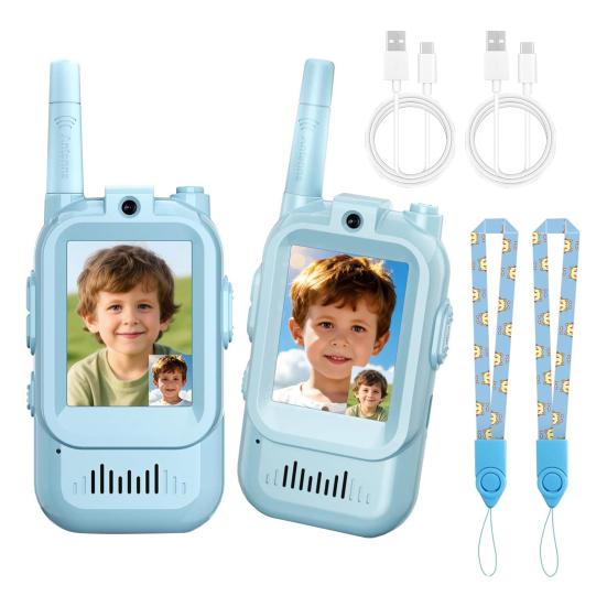 

Yousheng Video Walkie Talkies Toys Rechargeable Play House Toys for Kids Adjustable Lanyard Two-Way Video Call Device for Family Role & Parent-Child