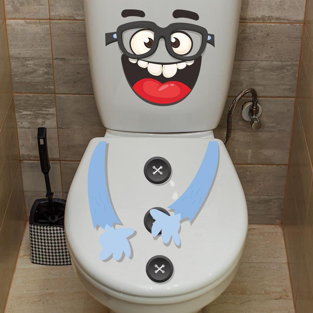 3D Effect Bathroom Decals Cute Toilet Cover Sticker Fashion Smiling Face Toilet Stickers  Art Mural