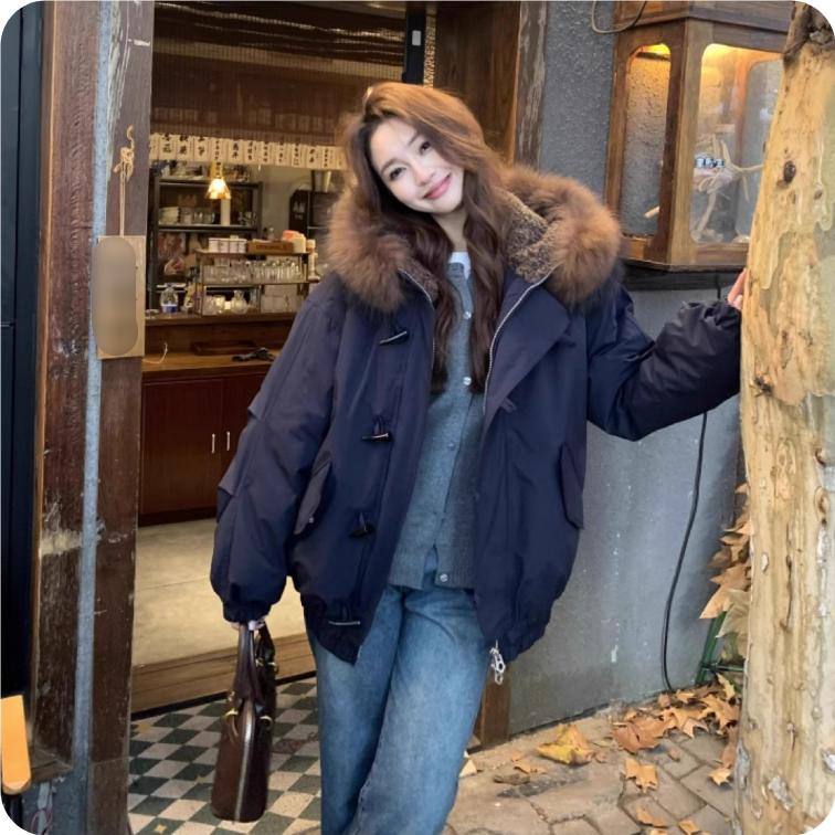 Down Cotton-padded Jacket Women's Big Fur Collar Cotton-padded Jacket Tide Brand Explosive Parker Jacket Winter Cold-proof Jacket Women
