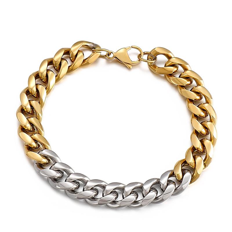 Trendy Cuban ChainMen's Wristband Armband Bracelet 10mm Splicing Chains Stainless Steel Jewelry