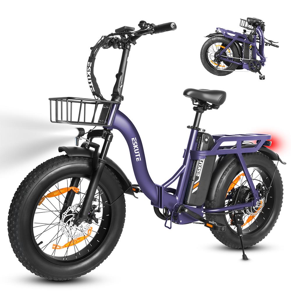 Electric Bicycle Eskute D202 20" Tire 250W Motor City Foldable E-Bike 48V 20.8Ah Dual Disc Brakes 7 Speed Max Load 150Kg
