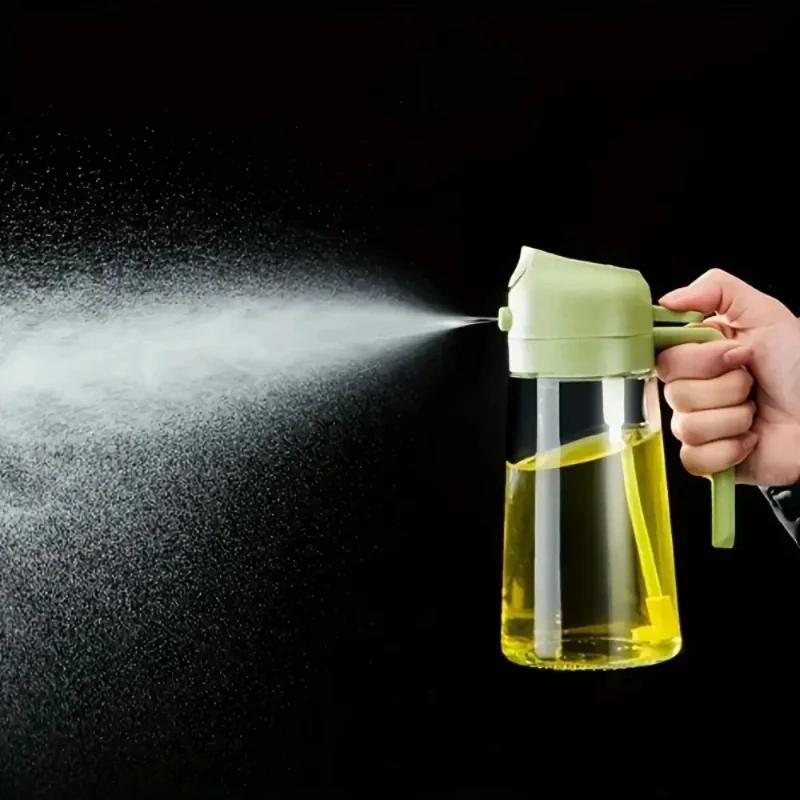 Dual-purpose Glass Oil Spray Bottle Household Kitchen 2-in-1 Oil Spray Bottle Air Fryer Spray Oil Bottle Mason Jar