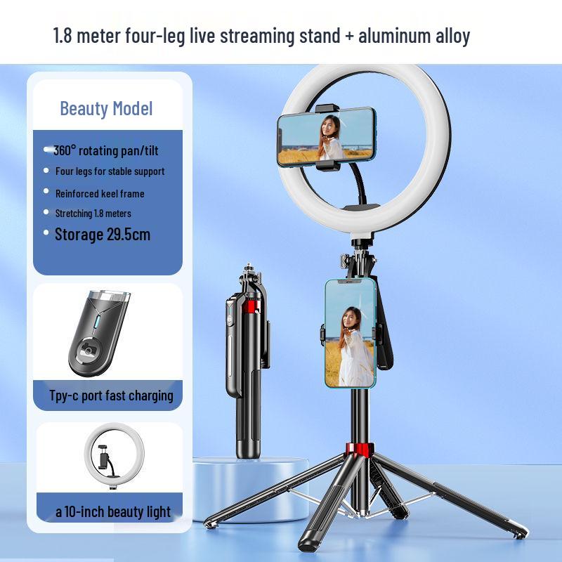 1.8m Anti-Shake Gimbal Selfie Stick Tripod for Mobile: 360° Rotation, Ideal for TikTok Live Streaming and Handheld Shooting.