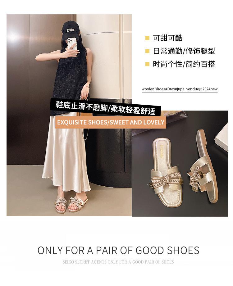 2025 Sandalen Damen Casual Breitband ins neu Oberbekleidung Sommer Zehenfrei Outdoor Flachboden Ein-Pedal Cool Slipper