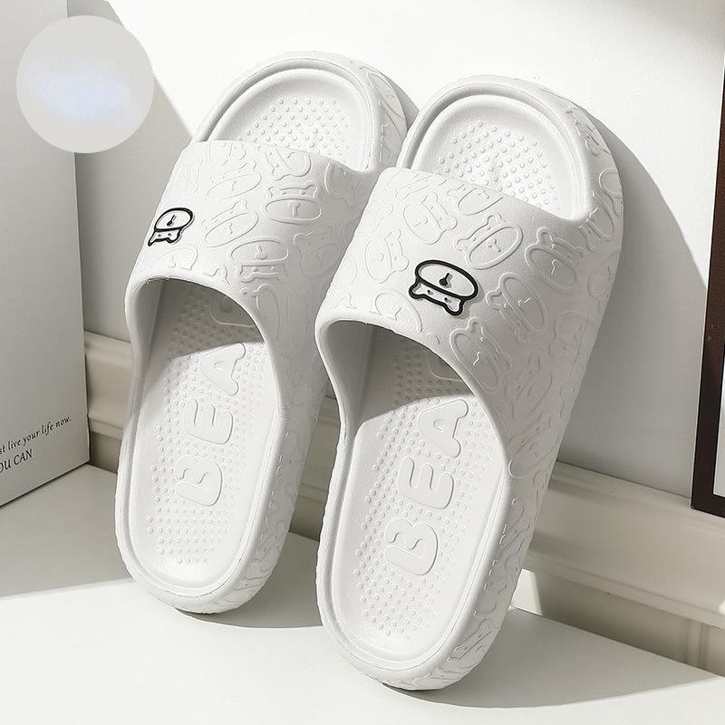 Cute Slippers Women's 2024 Summer New Soft Bottom Anti-Slip Shoes Home Bathroom Bathing Couple Little Bear Comfortable Sandals