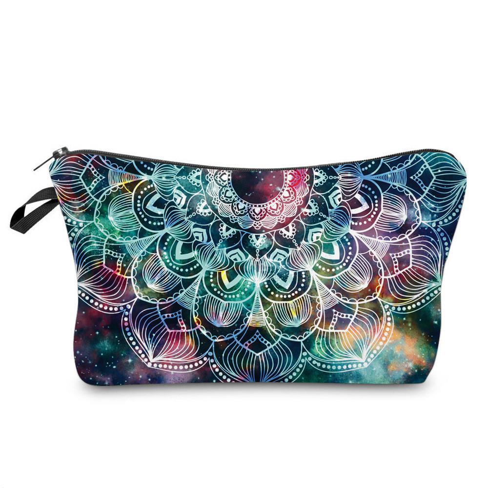 Mandala Makeup Bag Printed Multi Functional Portable Travel Storage Pouch Wash