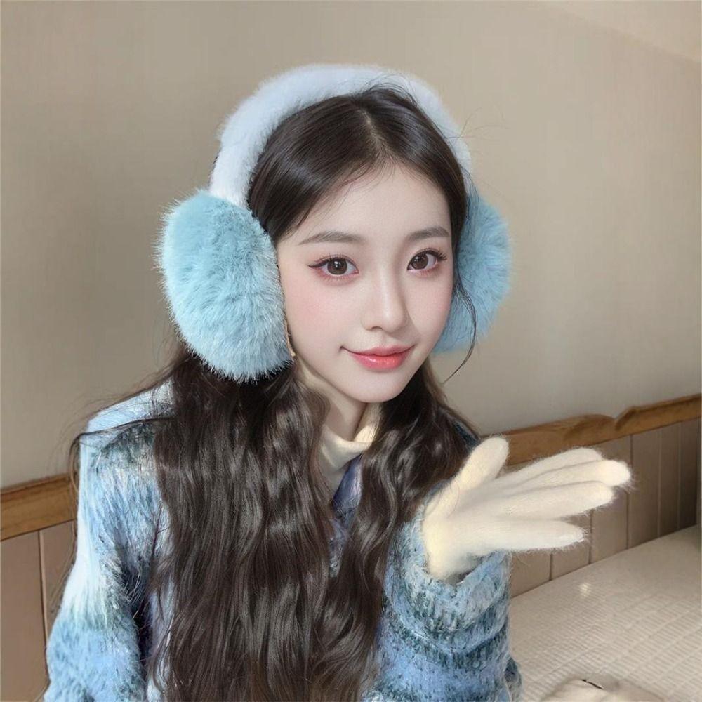 Thick Warm Winter Warm Earmuffs Solid Color Folding Earflap Fluffy Plush Ear Warmer