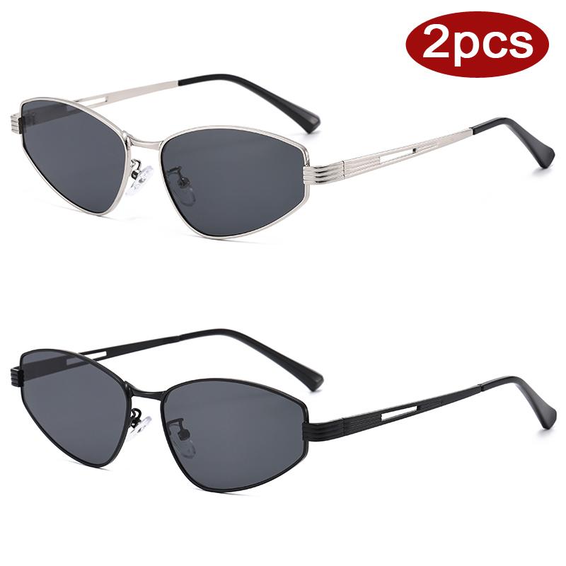 2pcs Fashion Female Small Square Frame Sunglasses Women Metal Frame Candy Sun Glasses Ladies Brand Designer Shades UV400