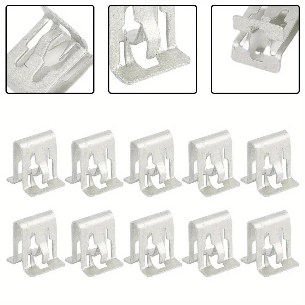Metal Retainer Clip - Dashboard Fixing Buckle for DVD/CD Panel, Universal Car Interior Trim Fastener w/Tool-Free Install (10PCS)