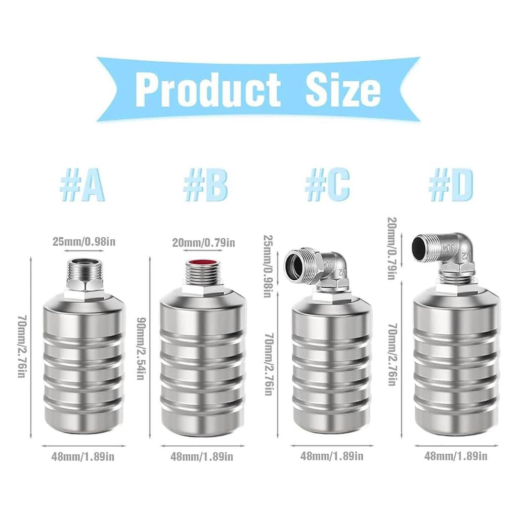 2ks vodní ventil Scomeri, plovoucí ventil, 304 Nerezová ocel Plně automatický plovoucí ventil pro kontrolu hladiny vody, ventil pro ovládání hladiny vody