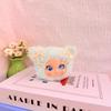 Cute Fluffy Plush Doll Pendant with Elegant Pearl Bow Cartoon Face Soft Ornament for Backpack Holiday Gift