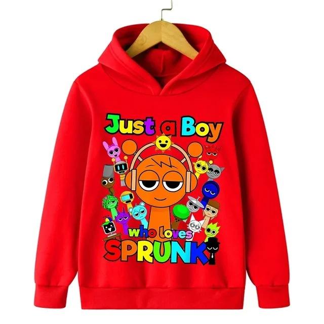 Sprunki Thick Hoodie for Children Anime Cartoon Fashion Sweatshirt Boys Girls Autumn Winter Hip Hop Hooded Hoodies Kids Clothes