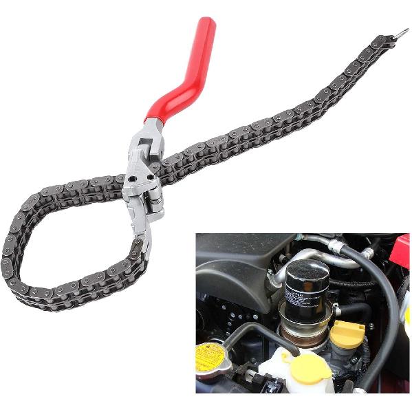 Oil Filter Wrench,Acouto Chain Wrench Spanner 13.8in Long Handle Adjustable Oil Filter Spanner,Auto Car Repairing Tool Removal Hand Tool Self