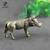 Heavy Brass Wild Boar Statue for Home Decors Retro Figurines Creative Handmade Animal Sculpture Art Bookcase Display Ornaments