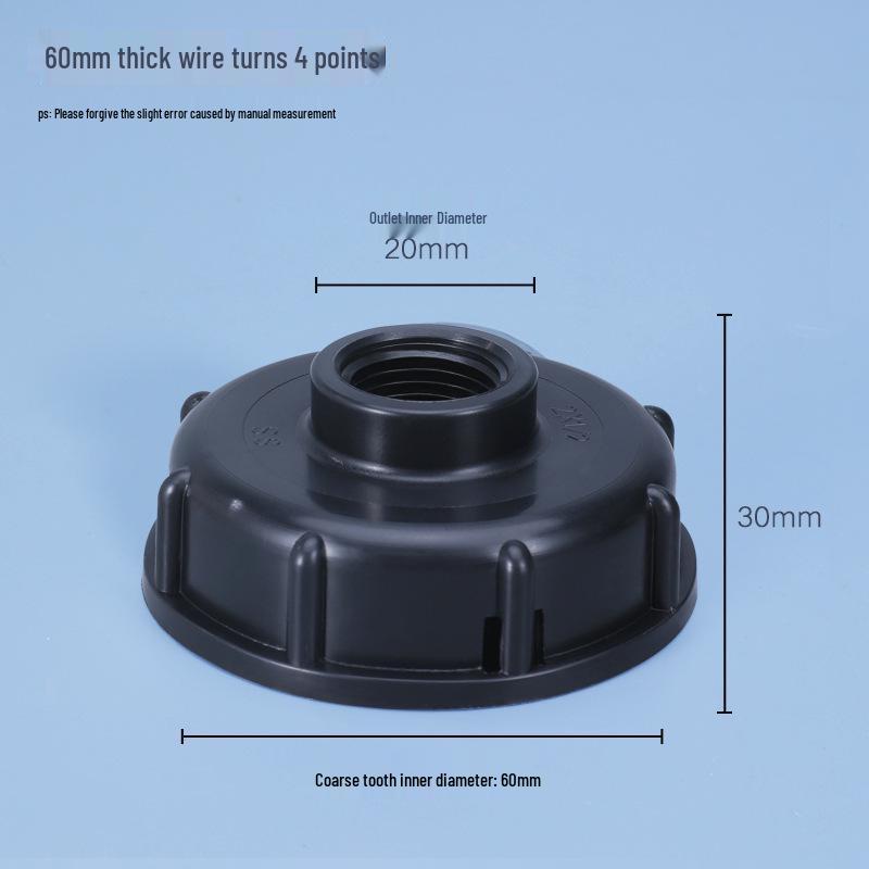 IBC Ton Barrel Valve Double Inner Tooth Adapter with Cover - 4, 6 Points, 1 Inch Center Ring