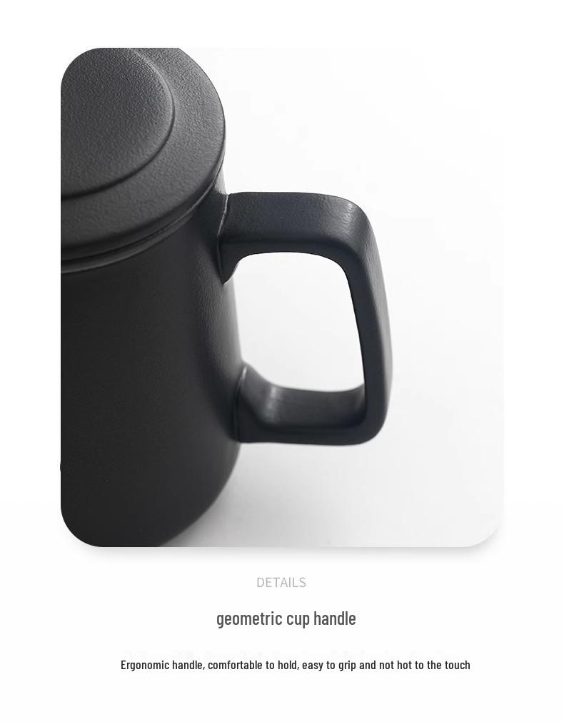 Geometric Ceramic Tea Brewing Cup with Lid and Filter