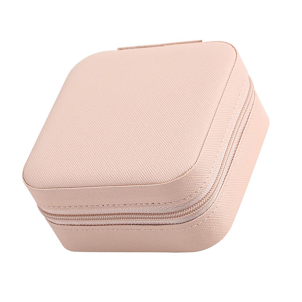 Portable Jewelry Storage Box with Zipper PU Leather Holder Case for Earrings Necklace Rings Jewelry Box