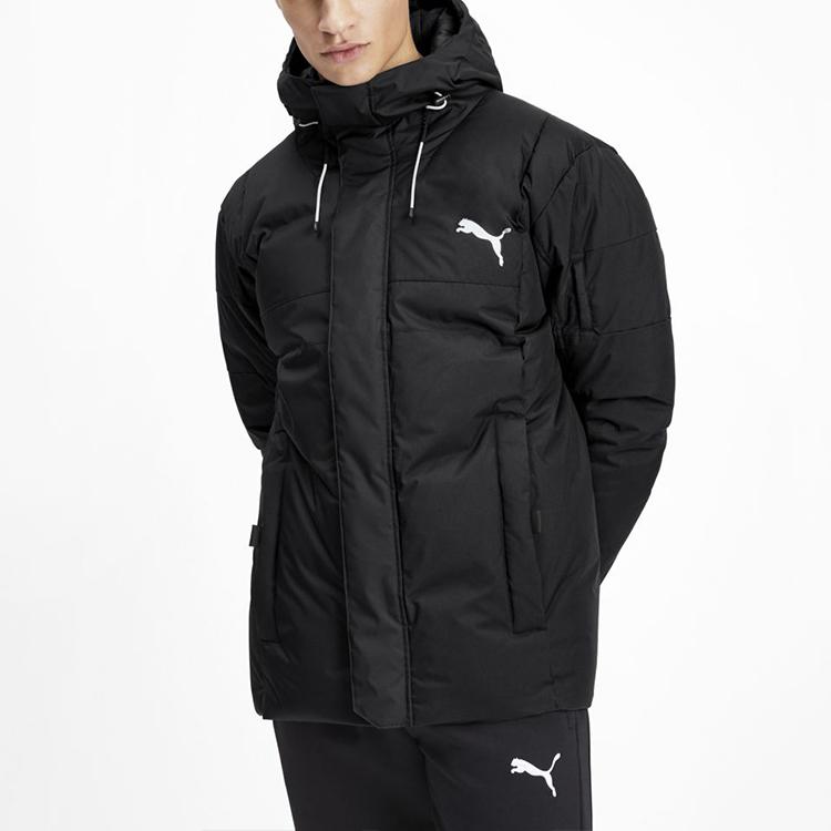 Puma Protective Solid Color Warm Hooded Down Jacket Men Outerwear Black 580025-01