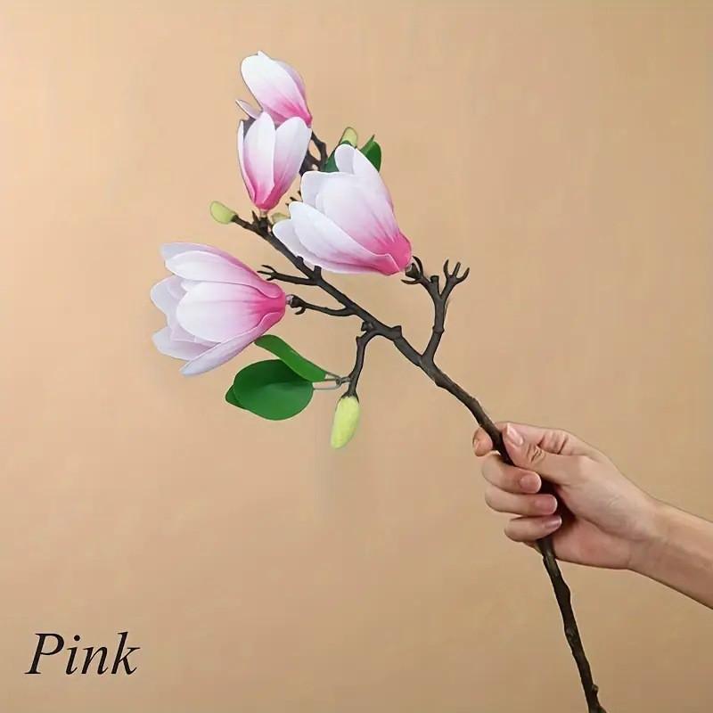 Artistic Plastic Magnolia Flower Decorative Centerpiece Dining Table Entryway Living Room Home Decoration