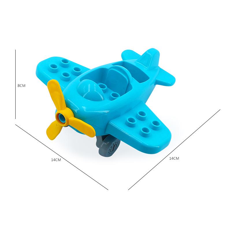Compatible Large Particle Building Block Table with Cartoon Car, Bus, Airplane, and Sedan Accessories for Children