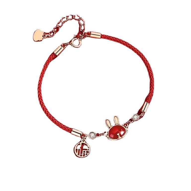 2023 Year of the Rabbit Red Beaded Bracelet - Christmas Gift for Women