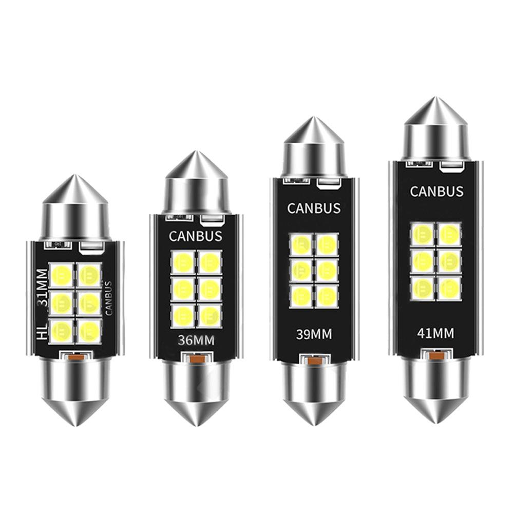 2ks 12V C5W 31mm 36mm 39mm 41mm 3030 6 SMD podsvícení auta Auto interiér kupole žárovka na čtení bílá