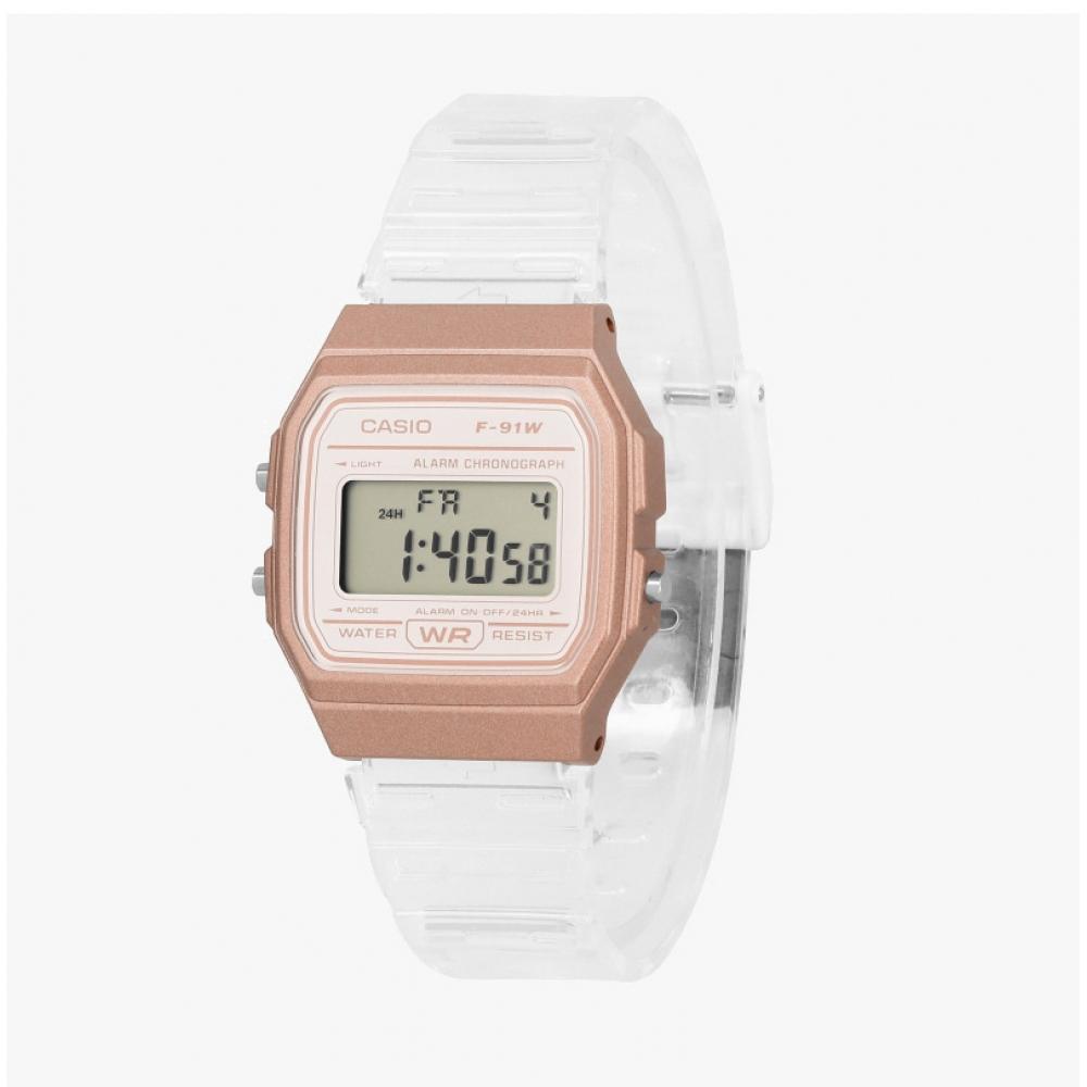 Casio Unisex Digital Square Vintage Retro Transparent Urethane Watch F 91ws 7a3
