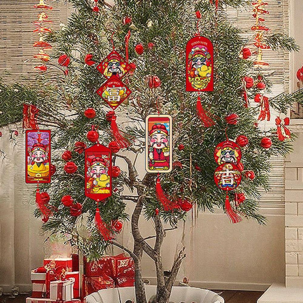 6pcs/set Chinese Style Fu Character Ornament Traditional Spring Festival Supplies Holiday