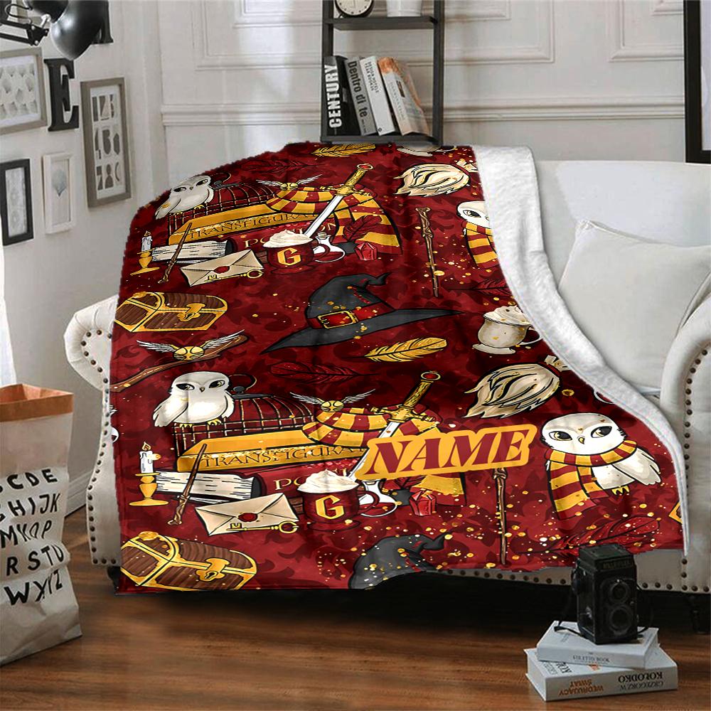 Custom Name Gryffindor Pride Loyalty blanket for Couch & Bed, Plush Cozy Fuzzy Blanket Super Soft & Warm Blankets for Fall and Winter. 090896