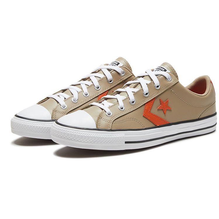 Converse Star Player 76 Leather Round Toe Lace-Up Low Top Sneakers Unisex Sneakers Khaki 166183C