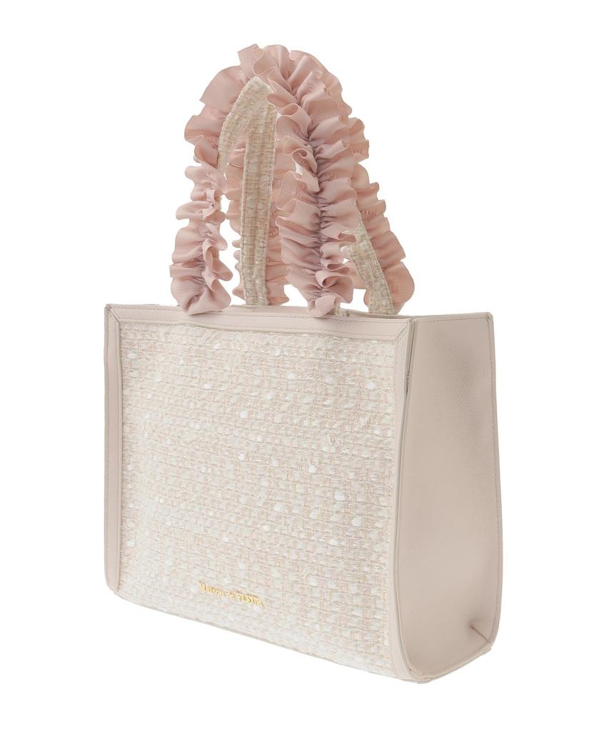 Maison de Fleur Linton Tweed Square Frill Tote 08000658300 Women's Bag, Black,