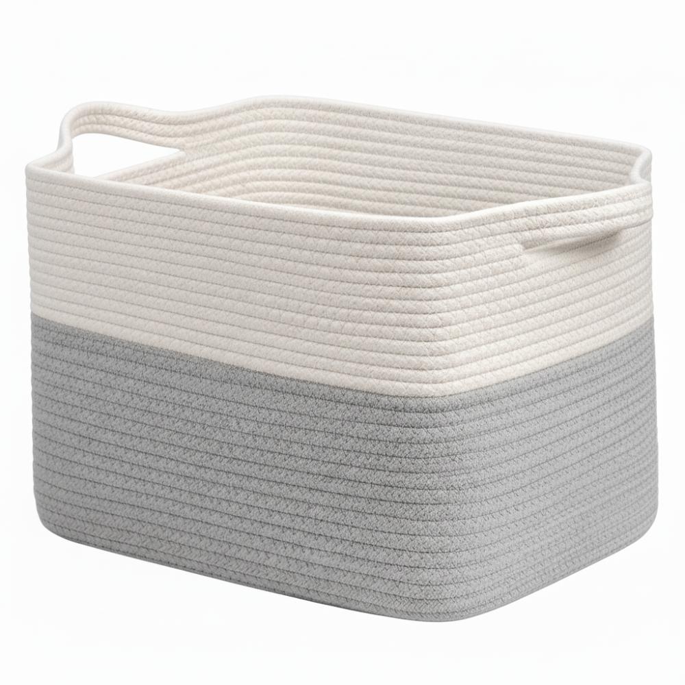 NEW 15x10x9 Inch Cotton Rope Basket Large Capacity 22L Laundry Basket Storage Woven Storage Bin for Living Room