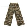 American Vintage Camo High Waist Straight Leg Jeans Street Style Loose Wide Denim Pants
