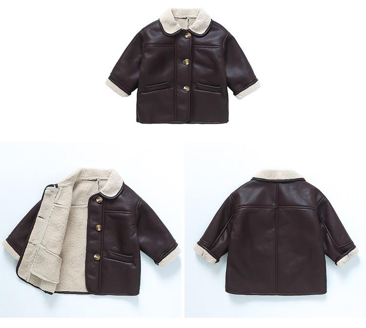 Girls' 2025 Fleece-Lined Leather Jacket - Thickened Winter & Autumn Fashion Coat