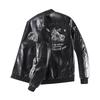 Locomotive Embroidery Men's Leather Jacket Large Size Soft Leather Baseball Collar Fleece Casual Loose Versatile Trendy Leather Jacket
