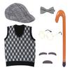 7 Pcs Children's Sets Role Playing Costume Kids Cosplay Grandpa Grandma Themed Halloween Hat Inflatable Cane Vest Beard Tool