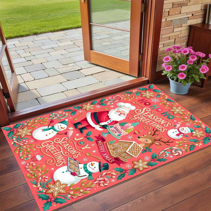 Christmas Printed Square Area Rug Soft Non Slip Floor Carpet For Bedroom Holiday Gift