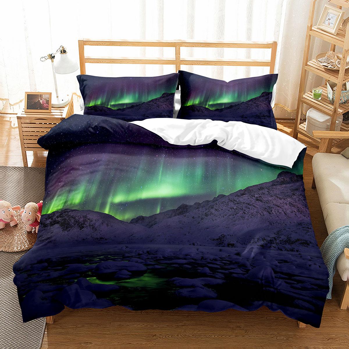 

Northern Lights Duvet Cover Set King Full Size Natural Wonders Polyester Comforter Cover For Kids Teens Bedding Set Quilt Cover AU Queen(210x210cm)