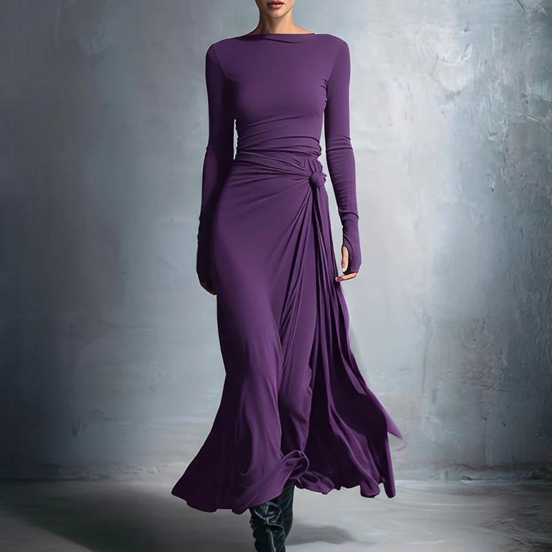 European Style Winter Women Knitted Maxi Dress L