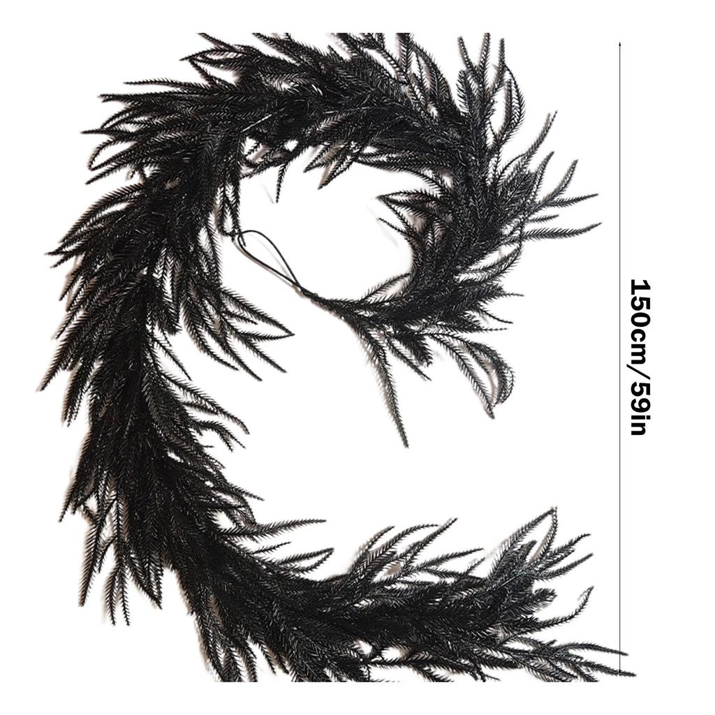 Halloween Garland Decorations Black Artificial Branch Fake Pine Vine Wall Hanging Ornament Festival Fireplace Decor 150CM