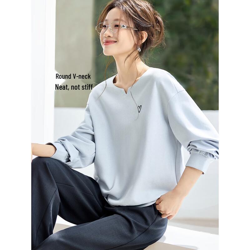 Mohan Yimei Women's Loose V-neck Embroidered Sweatshirt